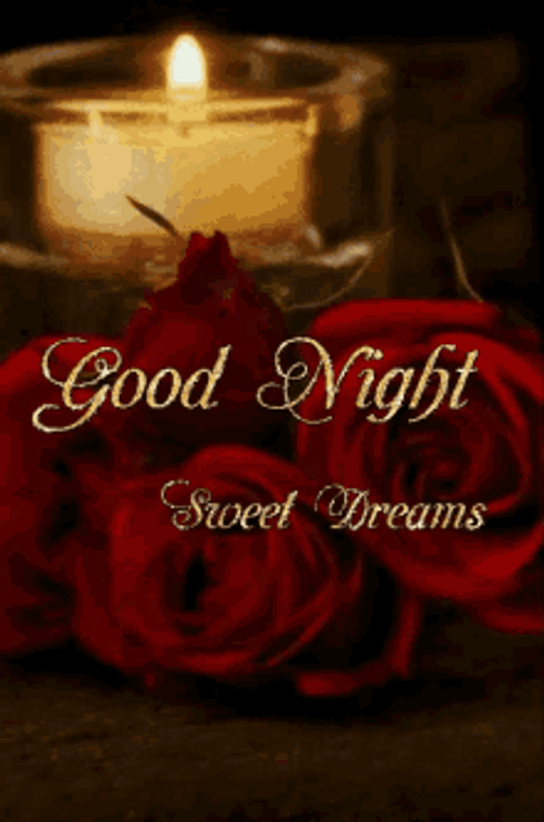 Roses And Lighted Candle Good Night Sweet Dreams GIF | GIFDB.com