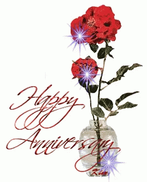 Roses Flower Glitter Happy Anniversary GIF