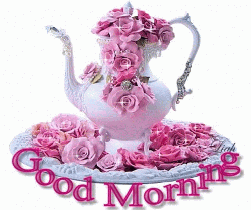 Rosey Tea Pot Beautiful Good Morning GIF
