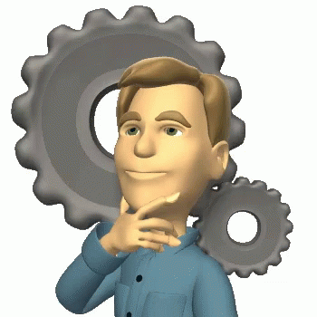 Rotating Gears Man Thinking GIF