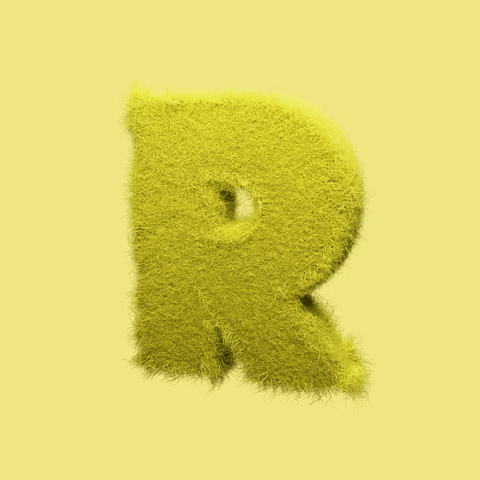 Rotating Green Grassy Letter R GIF