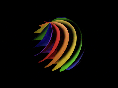 Rotating Rainbow Spirals GIF