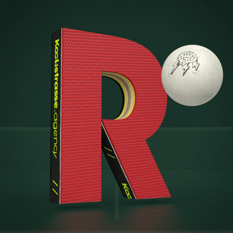 Rotating Red R And Ping Pong Ball GIF