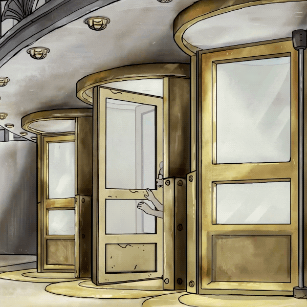 Rotating Revolving Door Animation GIF