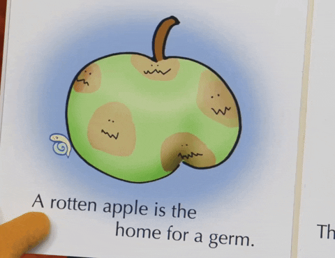 Rotten Apple Is The Home Of Germs GIF