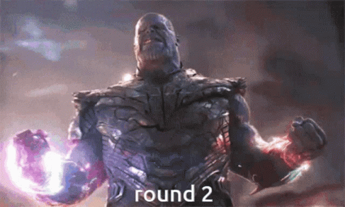 Round 2 Marvel Thanos Laughing GIF