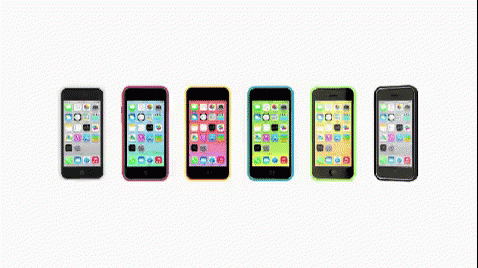 Row of Colored Cell Phones