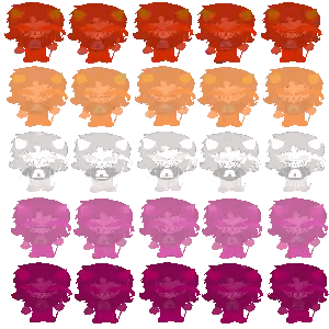Row of Pink Cartoon Characters