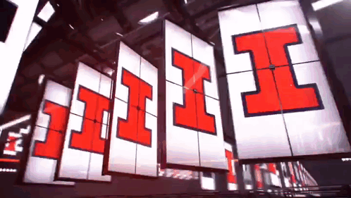 Row of Red and White Squares With Letters I and J