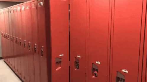 Row Of Red Lockers GIF
