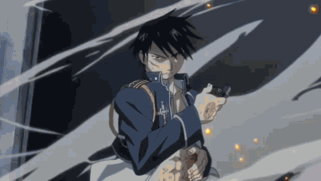 Roy Mustang Fullmetal Alchemist Fire Flick Explosion GIF