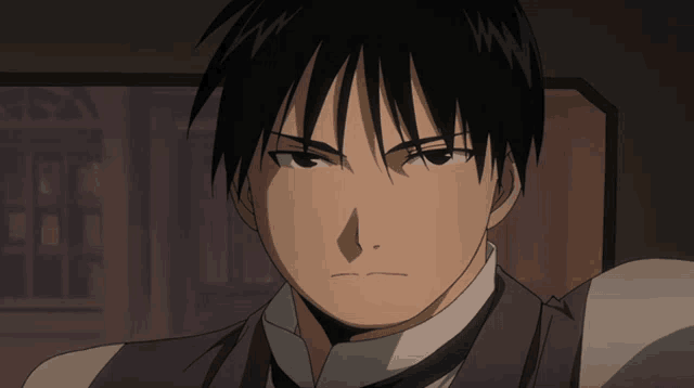 Roy Mustang Fullmetal Alchemist Serious Face Talking GIF