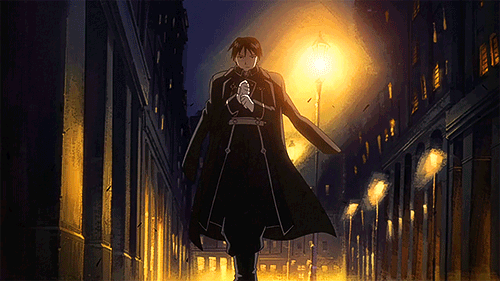Roy Mustang Fullmetal Alchemist Walking Streets Night GIF