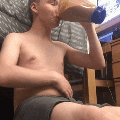 Rubbing Big Belly Weight Gain GIF