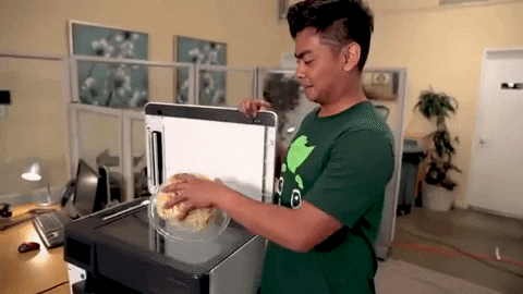 Rubbing Pasta On The Printer GIF