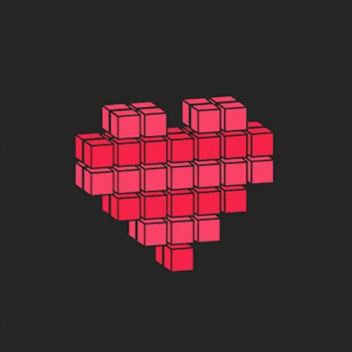 Rubik's Cube Heart Reverse Spin GIF