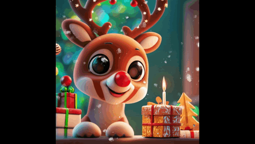 Rudolph The Cute Red Nose Reindeer GIF