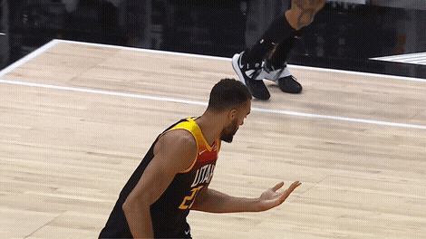 Rudy Gobert Looking At Lefty Hand GIF