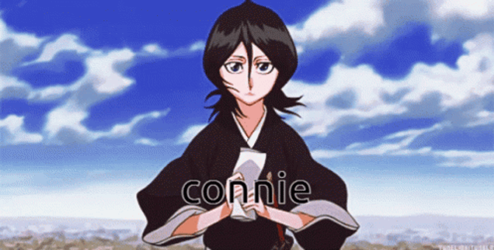 Rukia Kuchiki Holding Paper While Bow Head GIF