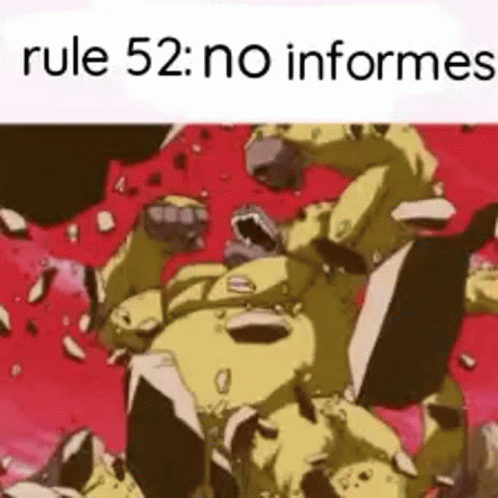 Rule 52 : No Informes Is Written Above A Cartoon Of A Monster GIF