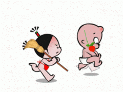 Run Away From The Broom GIF