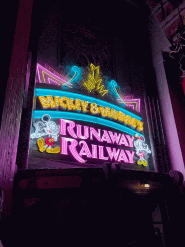 Runaway Railway Neon Sign Mickey Mouse GIF