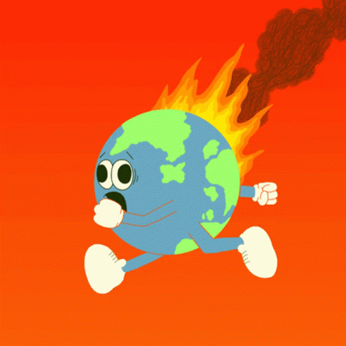 Running And Burning Earth Global Warming GIF 