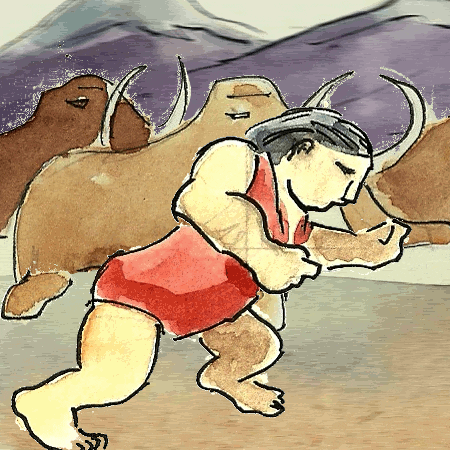 Running Caveman Animation GIF