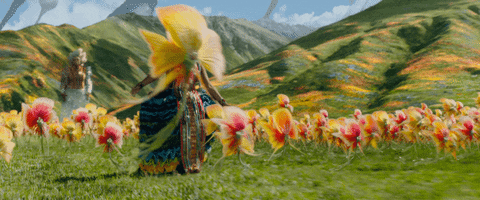 Running Mindy Kaling Flower Garden GIF