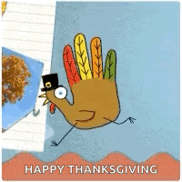 Running Turkey Animated Happy Thanksgiving GIF