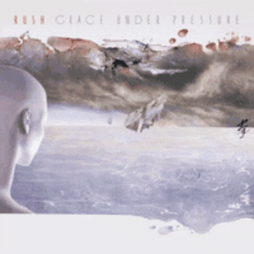Rush Grace Under Pressure Album Cover Showing A Bald Man GIF