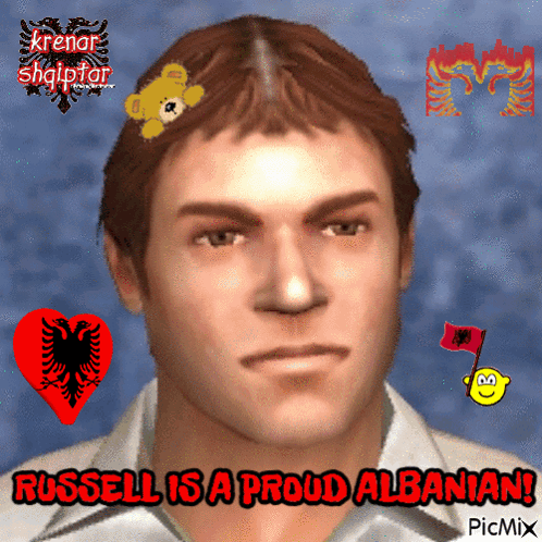 Russell Is A Proud Albanian With A Picture Of A Man GIF