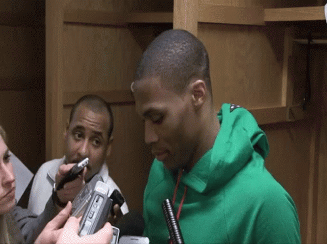 Russell Westbrook Annoyed In An Interview GIF