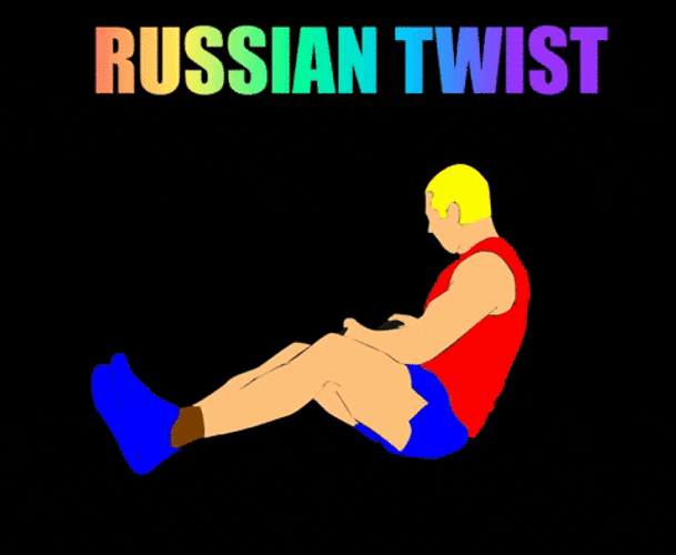Russian Twist Work Out Cartoon GIF