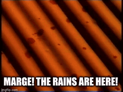 Rusty Metal Roof with Marge Rains Are Here