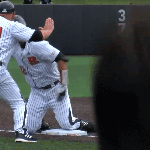 Rutgers Baseball Player Kneel Shout GIF