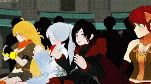 Rwby Characters Sitting Together GIF