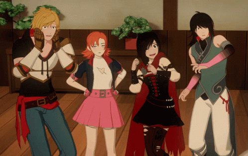 Rwby Jaune Ruby Lie Nora Lined Up GIF