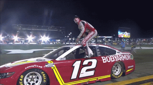 Ryan Blaney Standing On His Car GIF