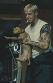 Ryan Gosling Dancing While Carrying Dog GIF