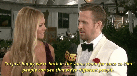 Ryan Gosling Golden Globes Interview GIF