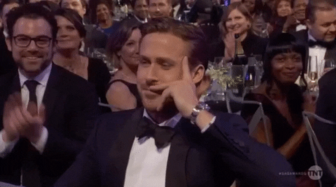 Ryan Gosling Watching Awards Shows GIF
