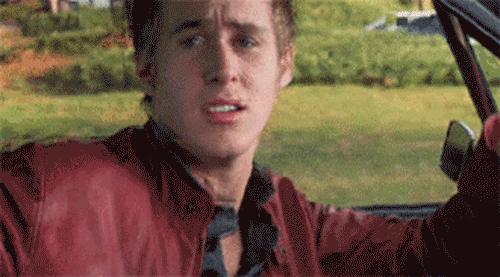Ryan Gosling Driving Wearing Red Jacket GIF