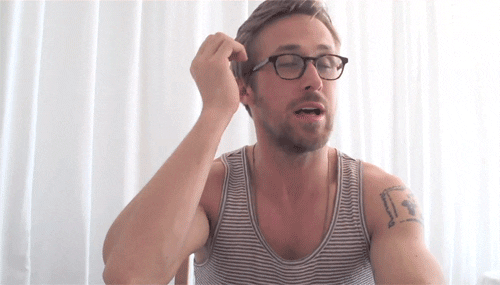 Ryan Gosling Fixing His Hair GIF