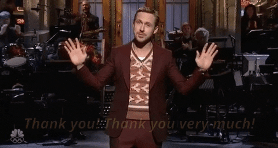 Ryan Gosling Saying Thank You Very Much GIF