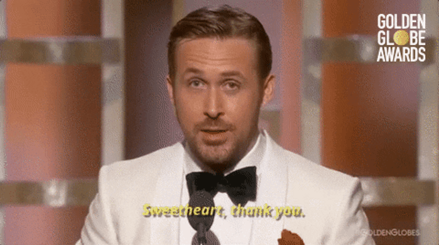 Ryan Gosling Says Sweetheart Thank You GIF