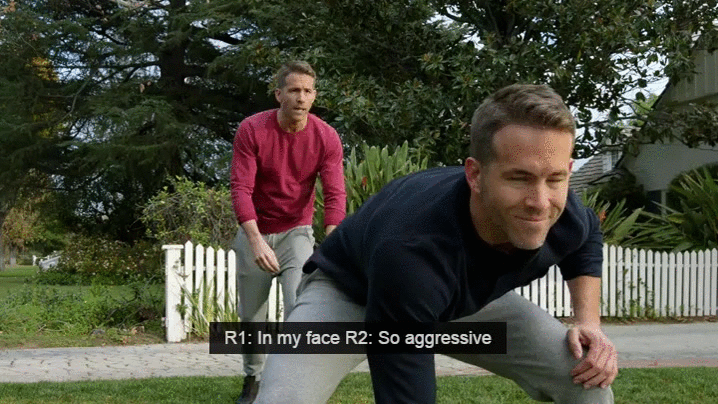Ryan Reynolds Fighting With Himself GIF