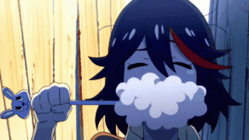 Ryuko Matoi Brushing Teeth GIF