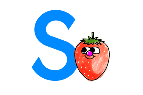 Cute Smiling Strawberry Letter S Artwork GIF