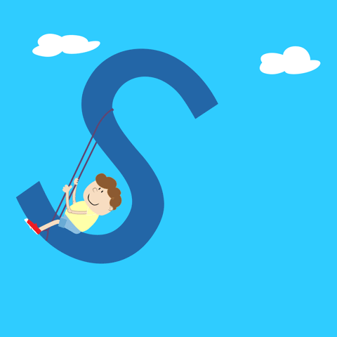 Kid Swaying On Letter S Blue Sky GIF